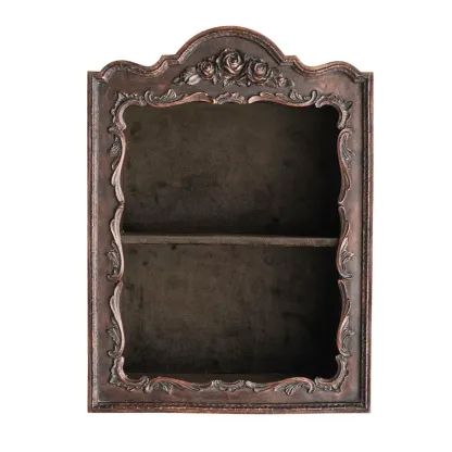 French Country Classic Wall Mount Carved Display Cabinet Image - 7