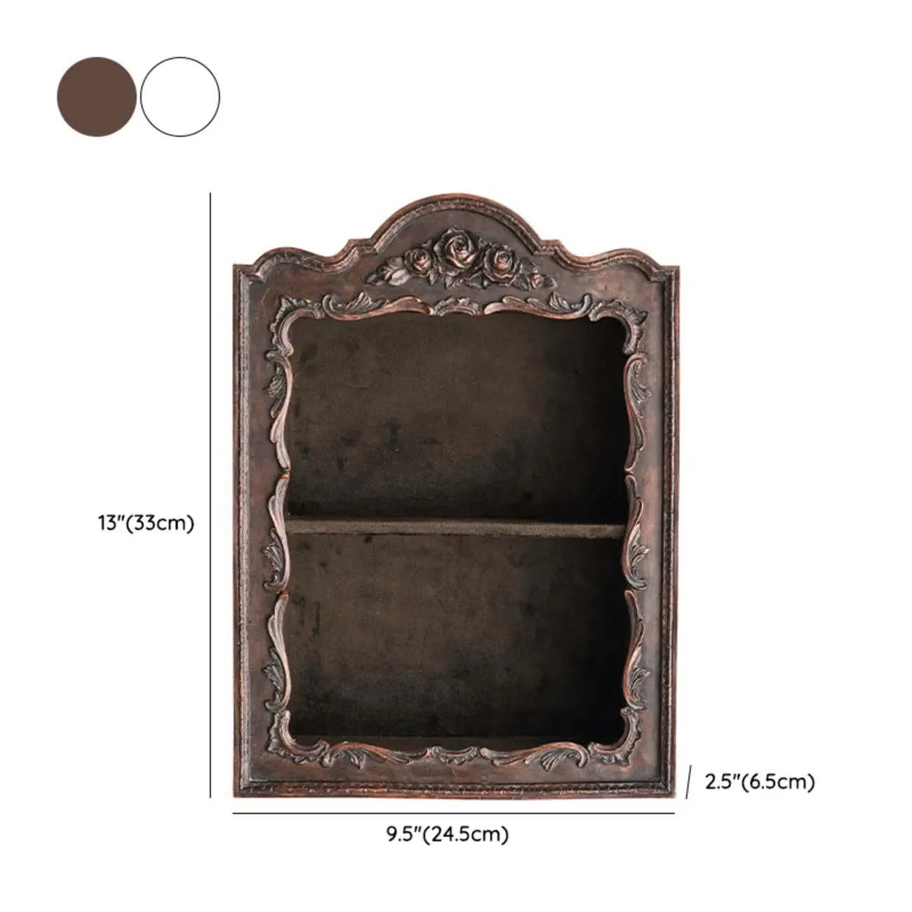 French Country Classic Wall Mount Carved Display Cabinet #size