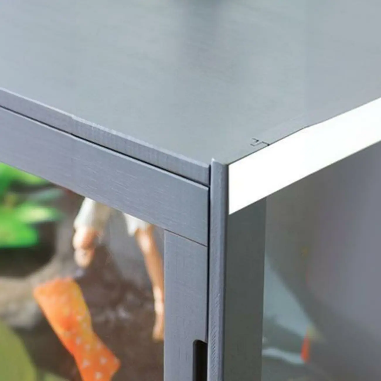 Modern Grey Bamboo Glass Display Cabinet for Living Room Image - 12 | homeyfad