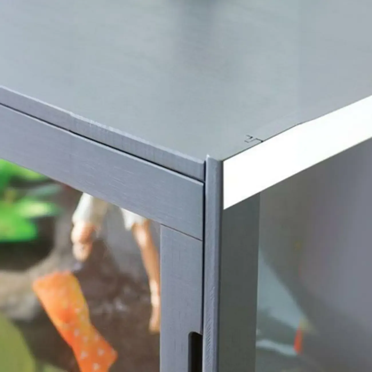 Modern Grey Bamboo Glass Display Cabinet for Living Room Image - 12