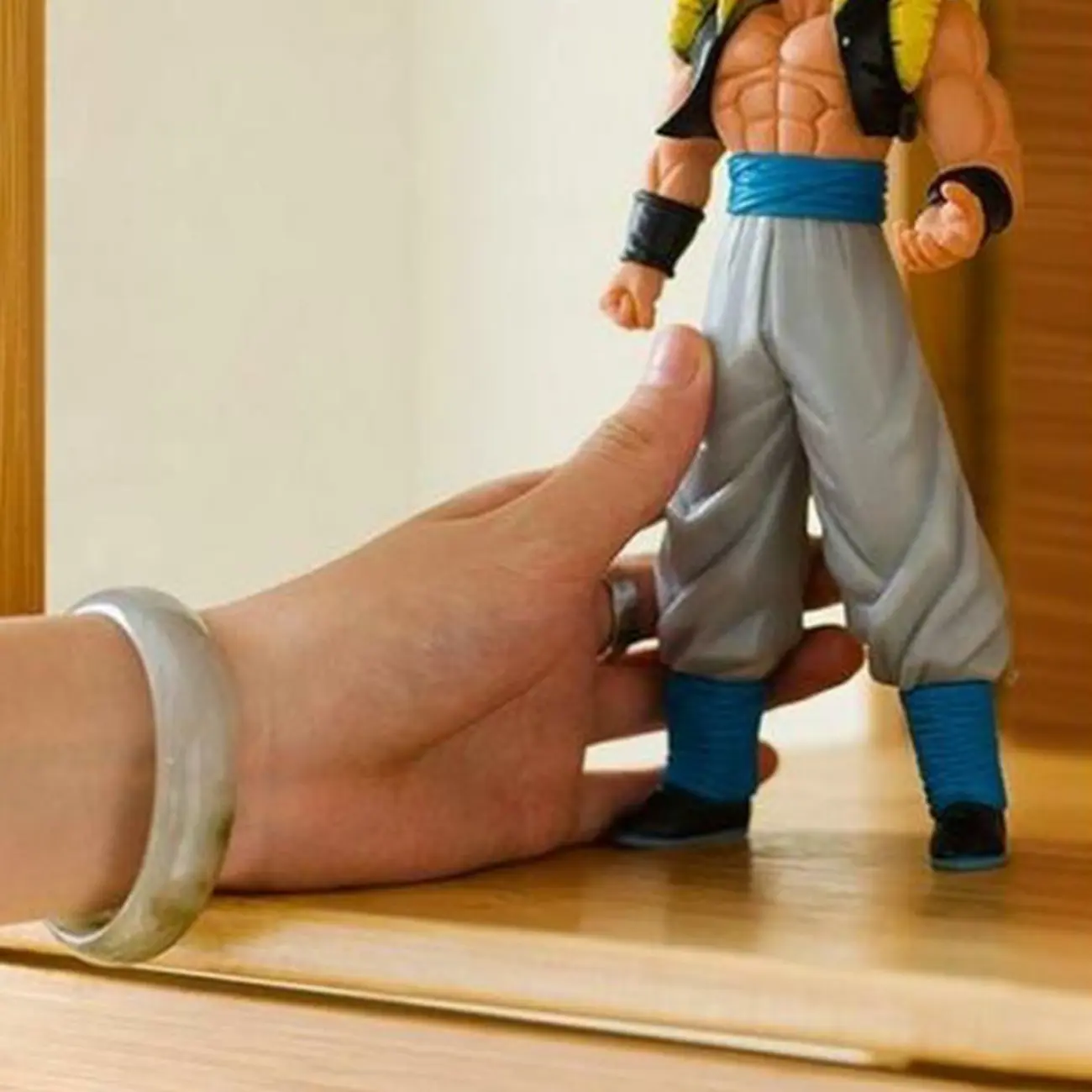 Modern Grey Bamboo Glass Display Cabinet for Living Room Image - 15 | homeyfad