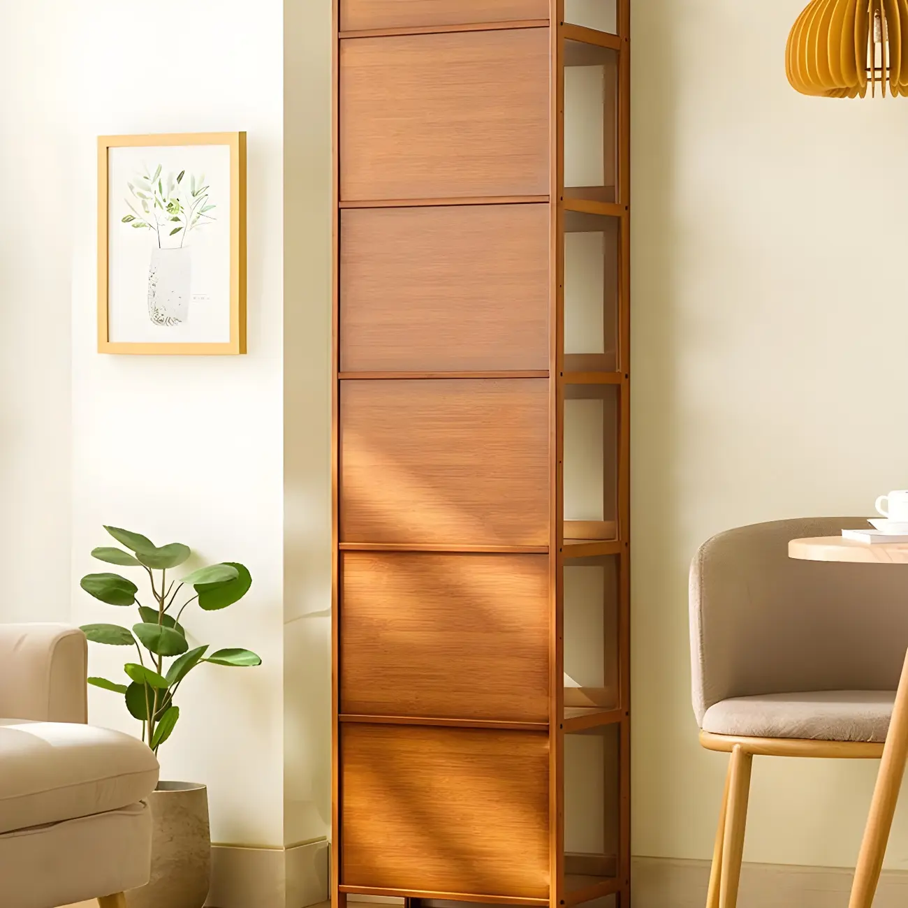 Modern Grey Bamboo Glass Display Cabinet for Living Room Image - 24 | homeyfad