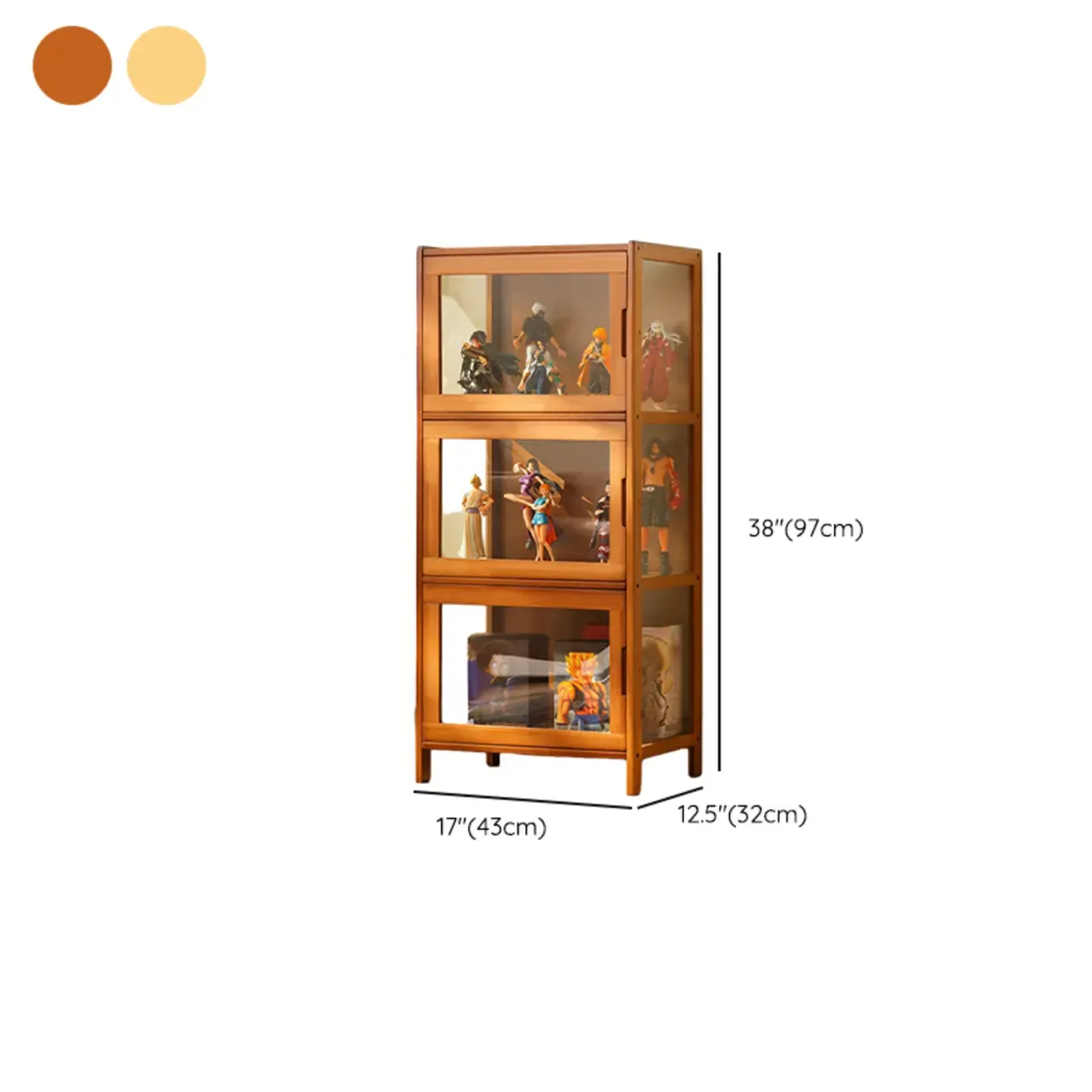 Modern Grey Bamboo Glass Display Cabinet for Living Room Image - 35