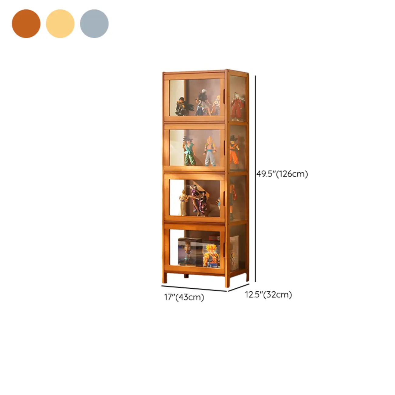 Modern Grey Bamboo Glass Display Cabinet for Living Room Image - 36 | homeyfad