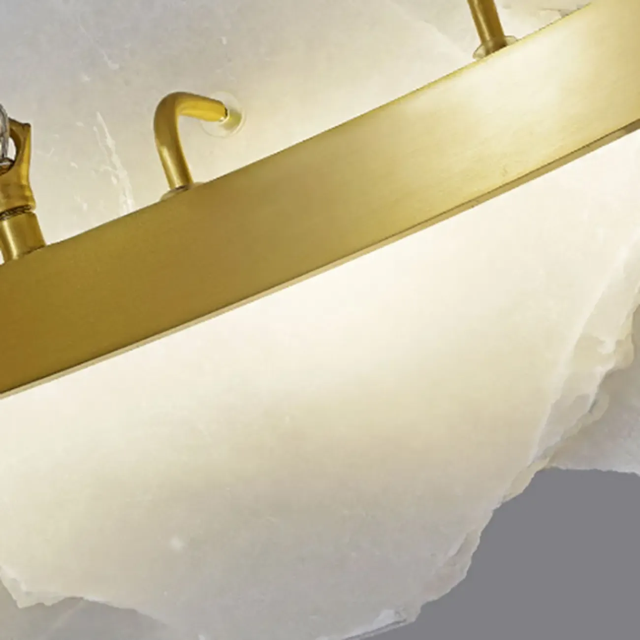 Contemporary Alabaster Round Brass Pendant Chandelier Image - 9