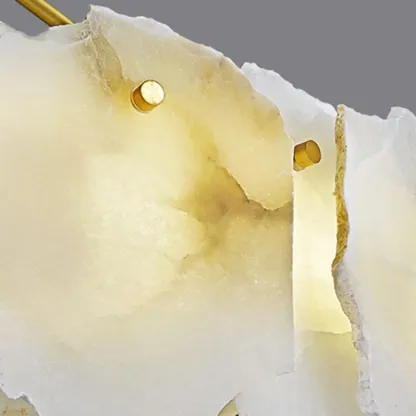 Contemporary Alabaster Round Brass Pendant Chandelier Image - 11