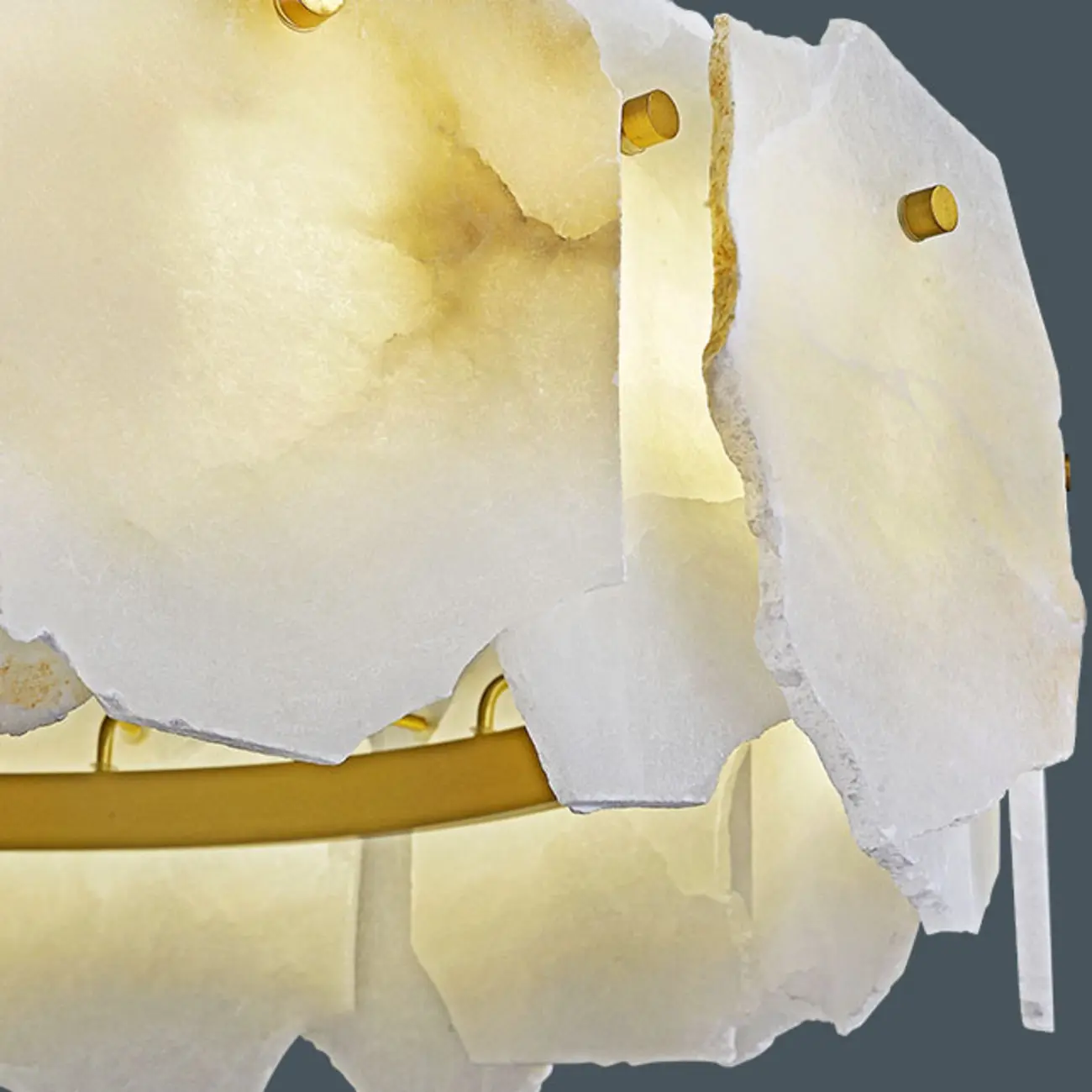 Contemporary Alabaster Round Brass Pendant Chandelier Image - 13 | homeyfad