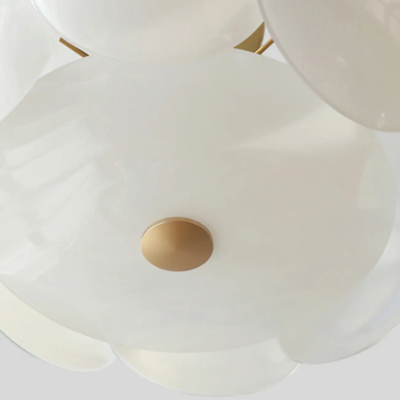 White Circle Glass Gold Semi Flush Mount Ceiling Light | homeyfad