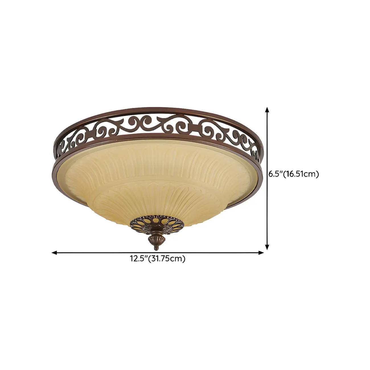 Black Round Vintage Glass Flush Mount Ceiling Light #size