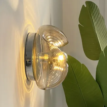 Contemporary Glass Clear Round Wall Sconce Image - 4