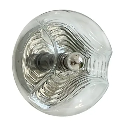 Contemporary Glass Clear Round Wall Sconce Image - 8