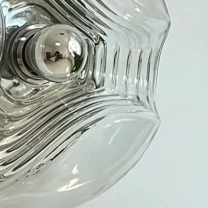 Contemporary Glass Clear Round Wall Sconce Image - 12