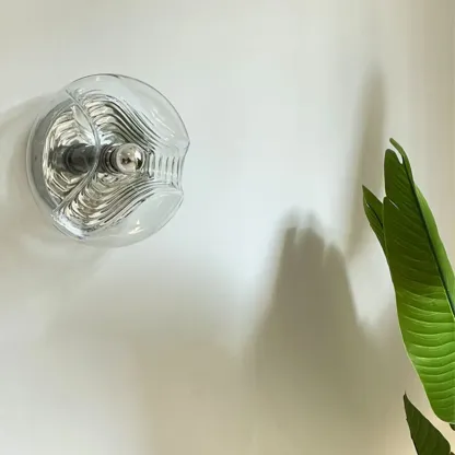 Contemporary Glass Clear Round Wall Sconce Image - 15