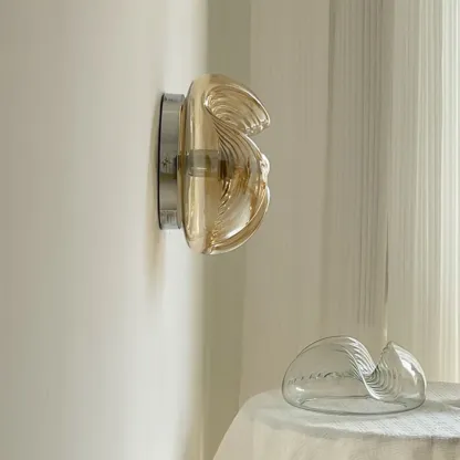 Contemporary Glass Clear Round Wall Sconce Image - 16