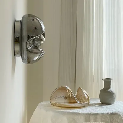 Contemporary Glass Clear Round Wall Sconce Image - 17