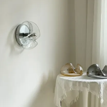 Contemporary Glass Clear Round Wall Sconce Image - 18