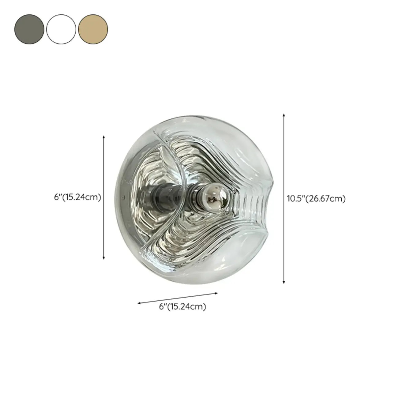 Contemporary Glass Clear Round Wall Sconce #size