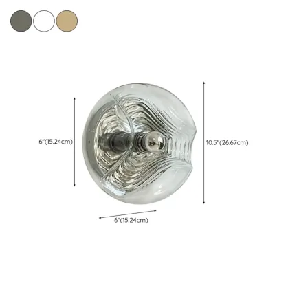 Contemporary Glass Clear Round Wall Sconce #size