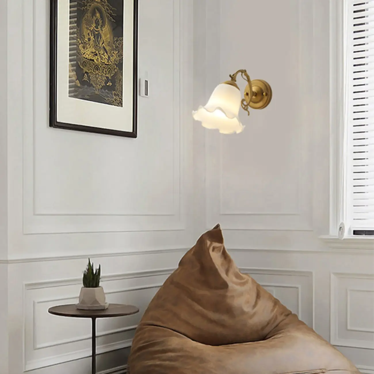 Vintage Gold Geometric Frosted Glass Indoor Wall Light Image - 4 | homeyfad