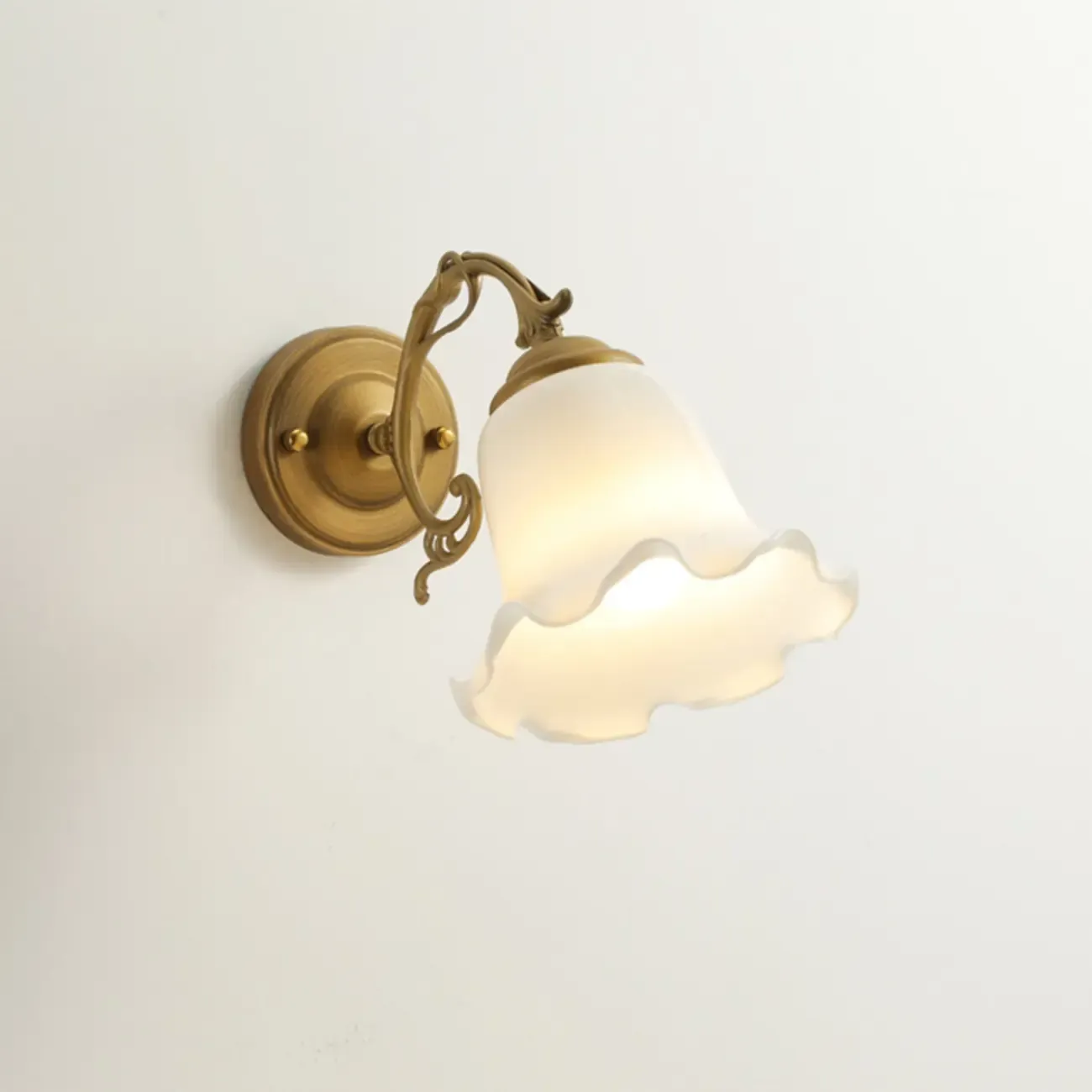 Vintage Gold Geometric Frosted Glass Indoor Wall Light Image - 2