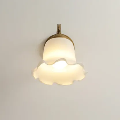 Vintage Gold Geometric Frosted Glass Indoor Wall Light Image - 3