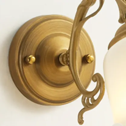 Vintage Gold Geometric Frosted Glass Indoor Wall Light Image - 10