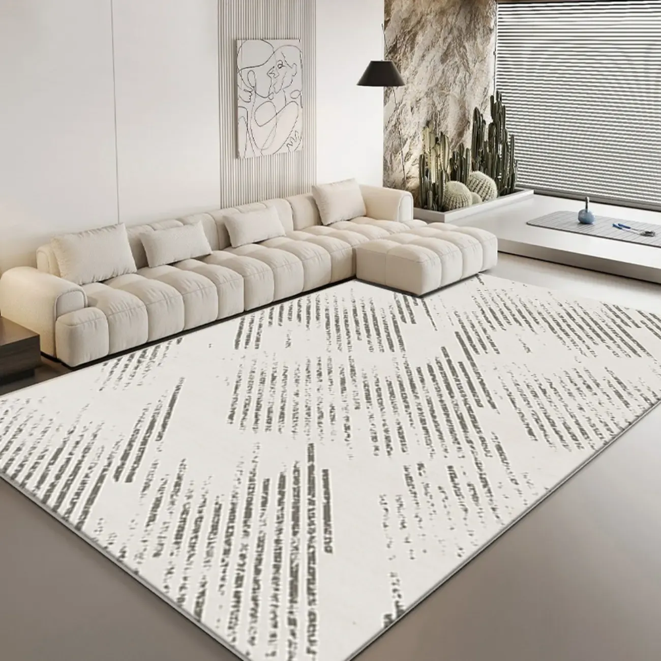 Contemporary Geometric Polyester Striped Rectangle Area Rug Image - 7