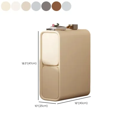 Modern Cream  Leather Wood 2-Drawer Nightstand Image - 16