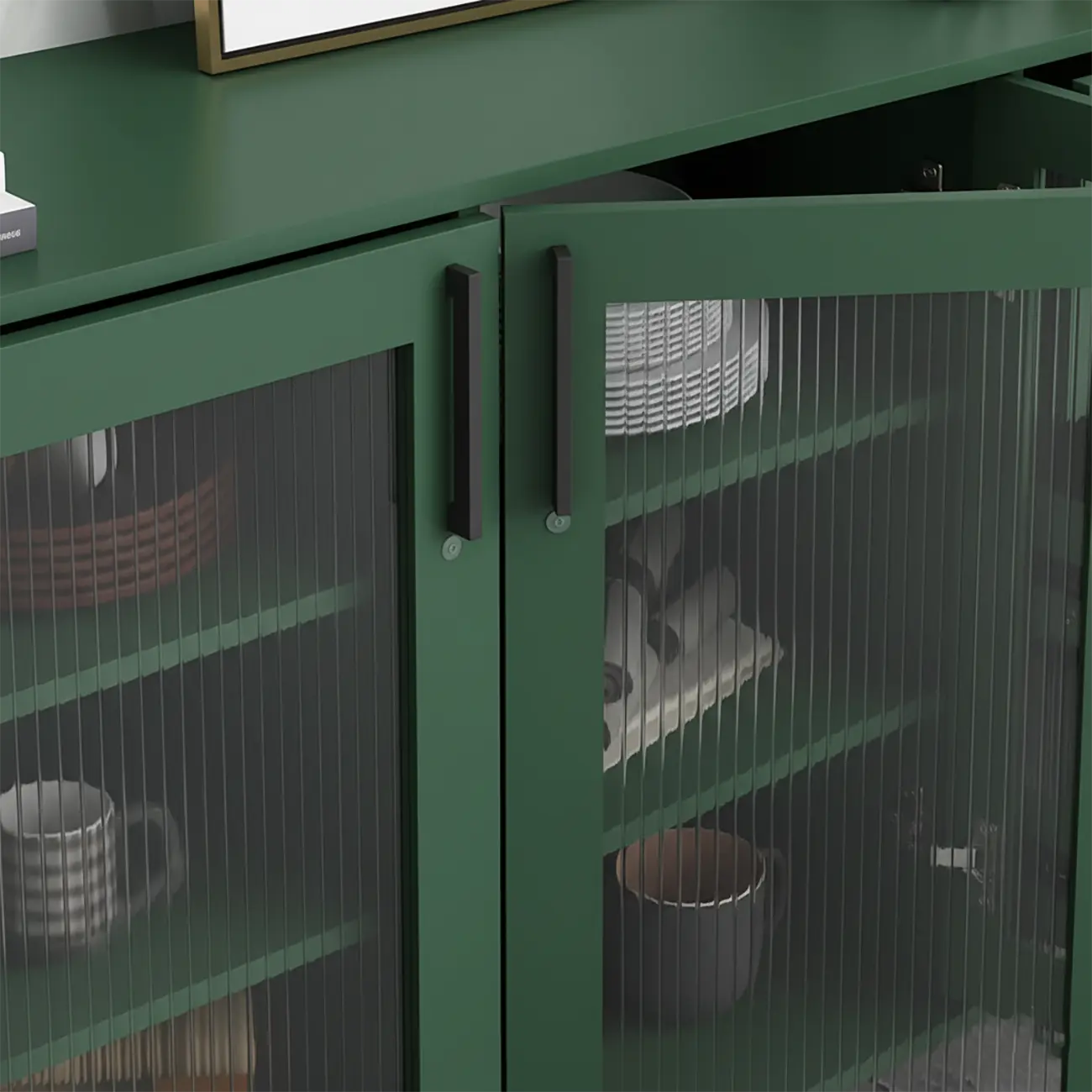 Modern Wooden Sideboard with Glass Doors & Drawers Image - 12 | homeyfad