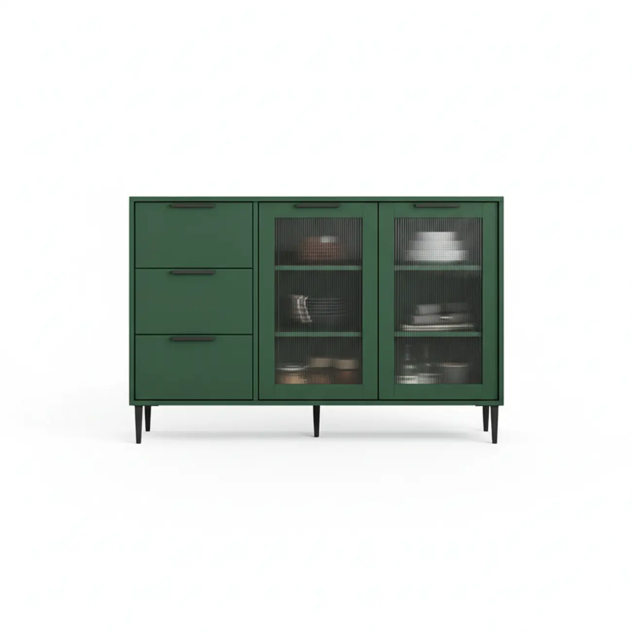 Modern Wooden Sideboard with Glass Doors & Drawers Image - 15 | homeyfad
