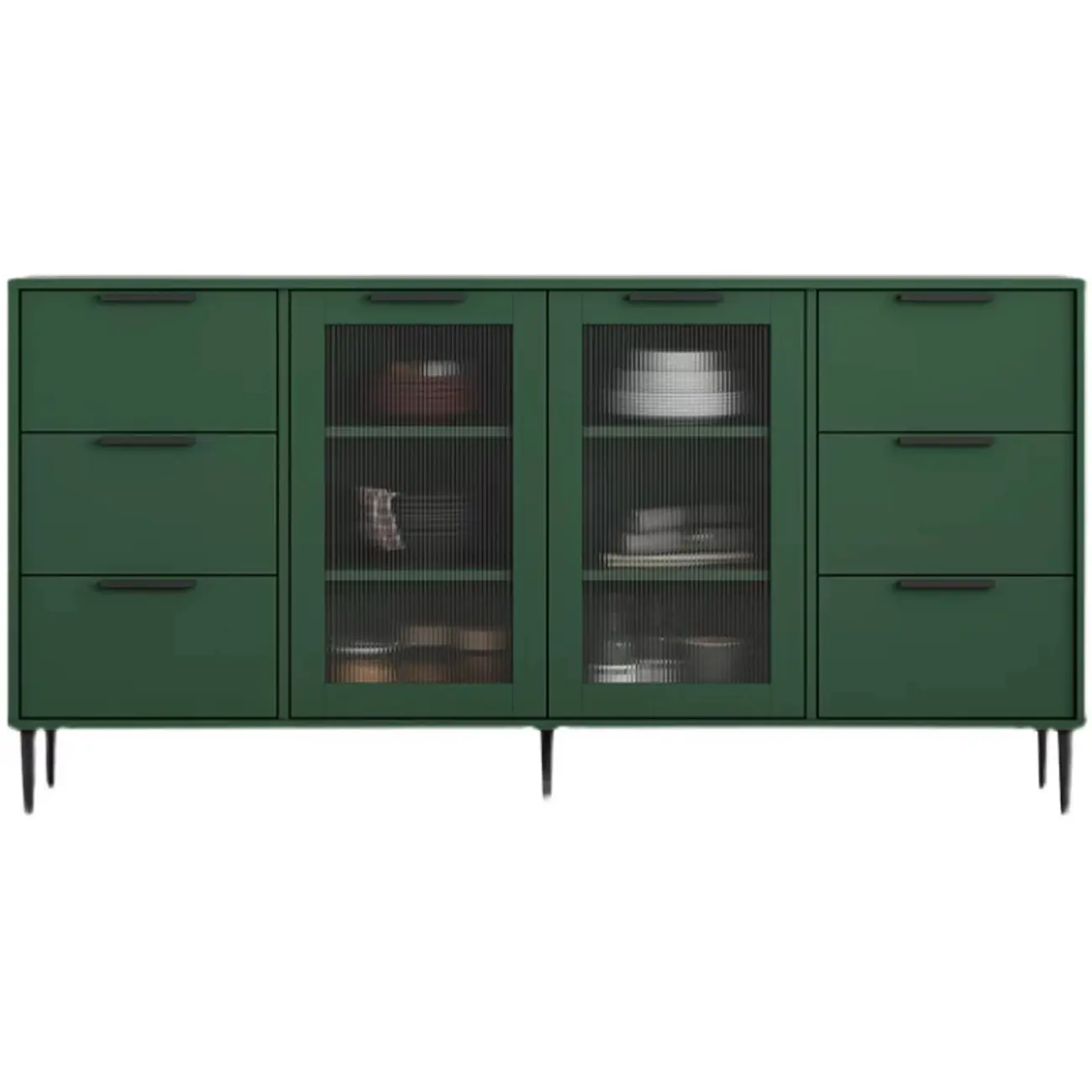 Modern Wooden Sideboard with Glass Doors & Drawers Image - 17 | homeyfad