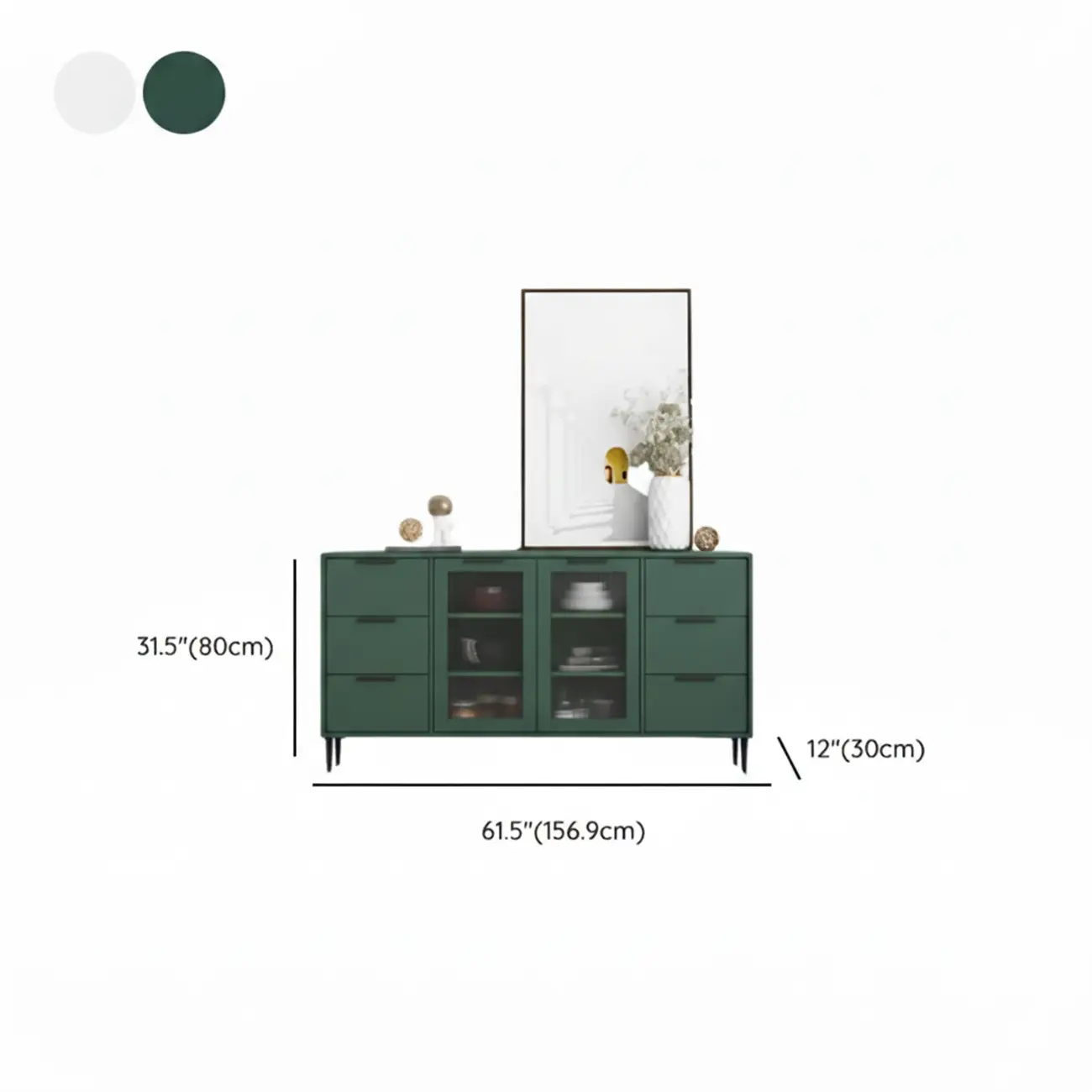 Modern Wooden Sideboard with Glass Doors & Drawers Image - 20 | homeyfad