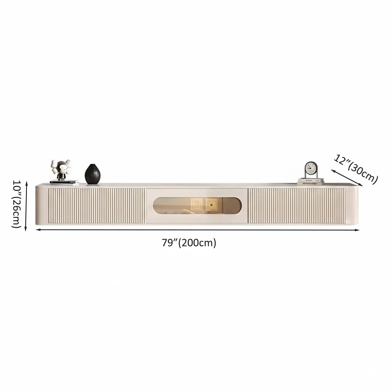 Modern Stone Floating TV Stand with 2-Drawers for Living Room Image - 10 | homeyfad