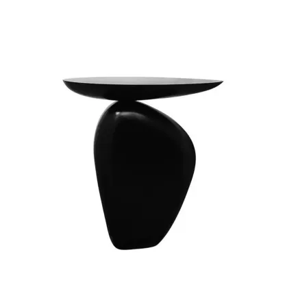 Contemporary Fiberglass Free Form End Table with Steel Base Image - 7