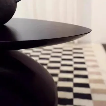 Contemporary Fiberglass Free Form End Table with Steel Base Image - 8