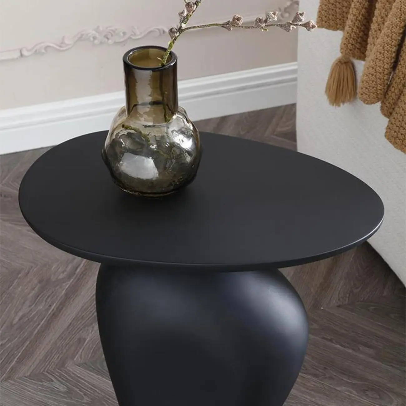 Contemporary Fiberglass Free Form End Table with Steel Base Image - 10 | homeyfad