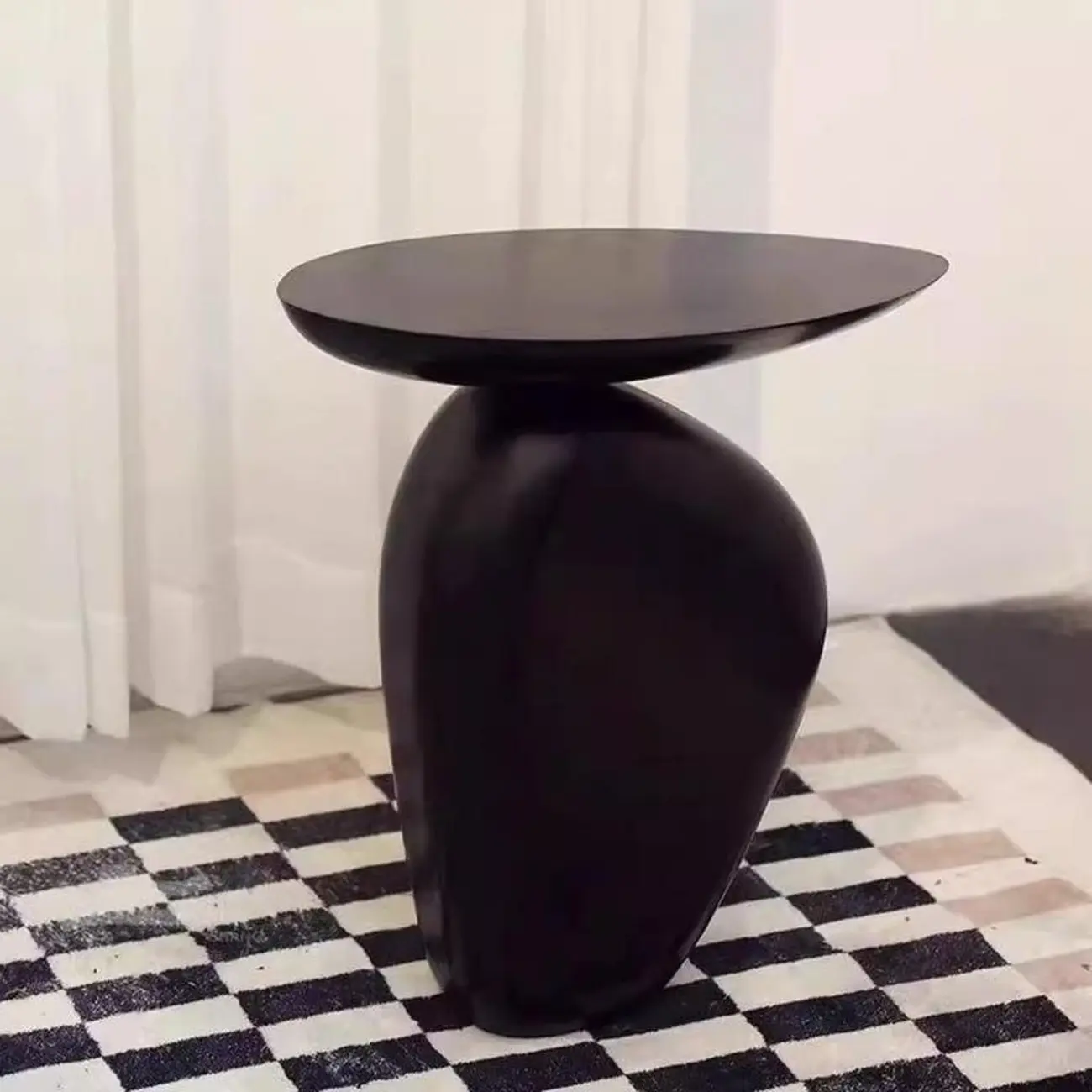 Contemporary Fiberglass Free Form End Table with Steel Base Image - 13 | homeyfad
