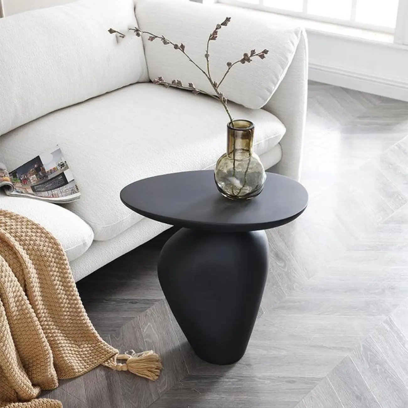 Contemporary Fiberglass Free Form End Table with Steel Base Image - 15 | homeyfad