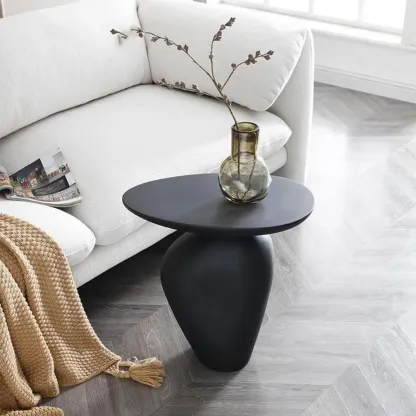 Contemporary Fiberglass Free Form End Table with Steel Base Image - 15