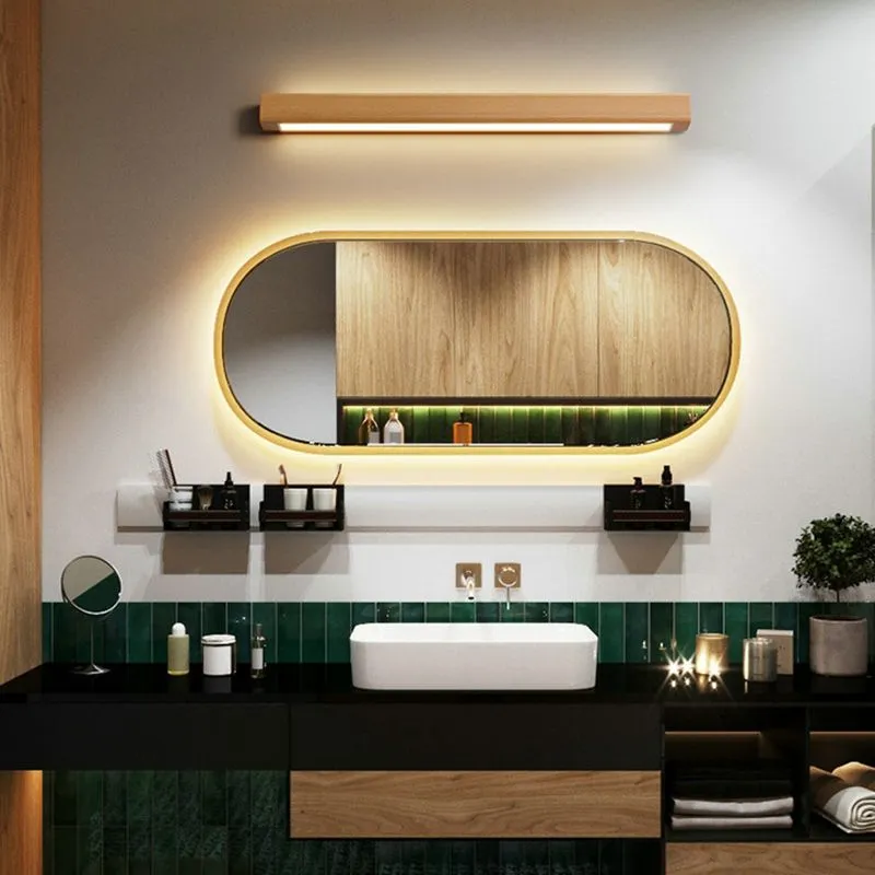 Modern Wood LED Bathroom Vanity Light 3-Gear Dimming | homeyfad