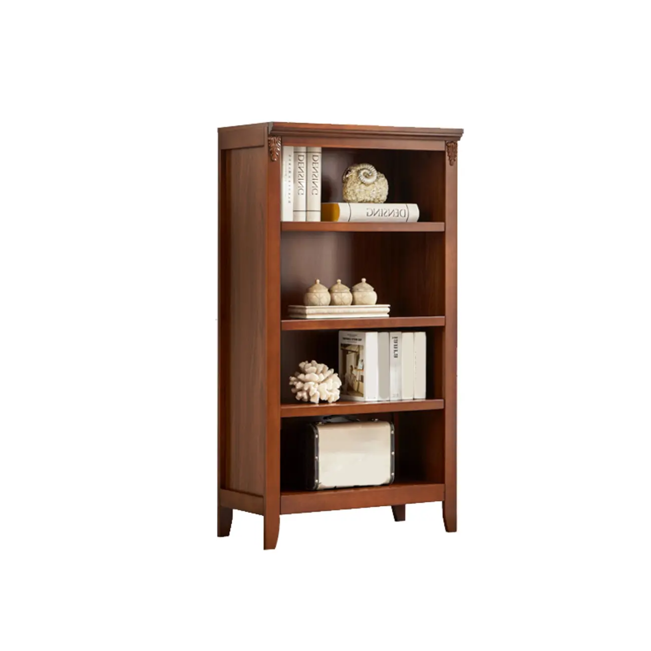 Dark Walnut Modern Vertical Adjustable Shelving Wood Bookcase Image - 11 | homeyfad