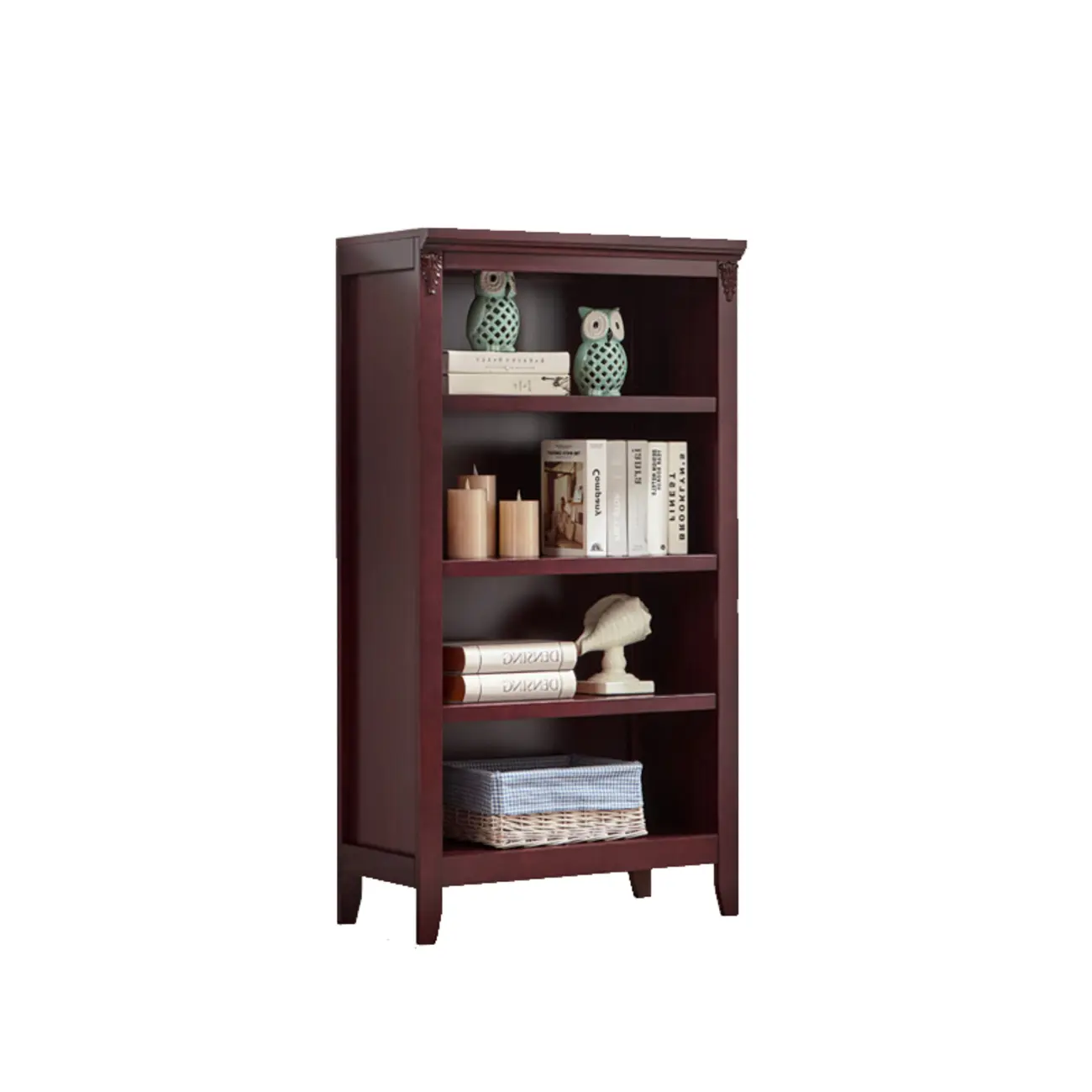 Dark Walnut Modern Vertical Adjustable Shelving Wood Bookcase Image - 12 | homeyfad