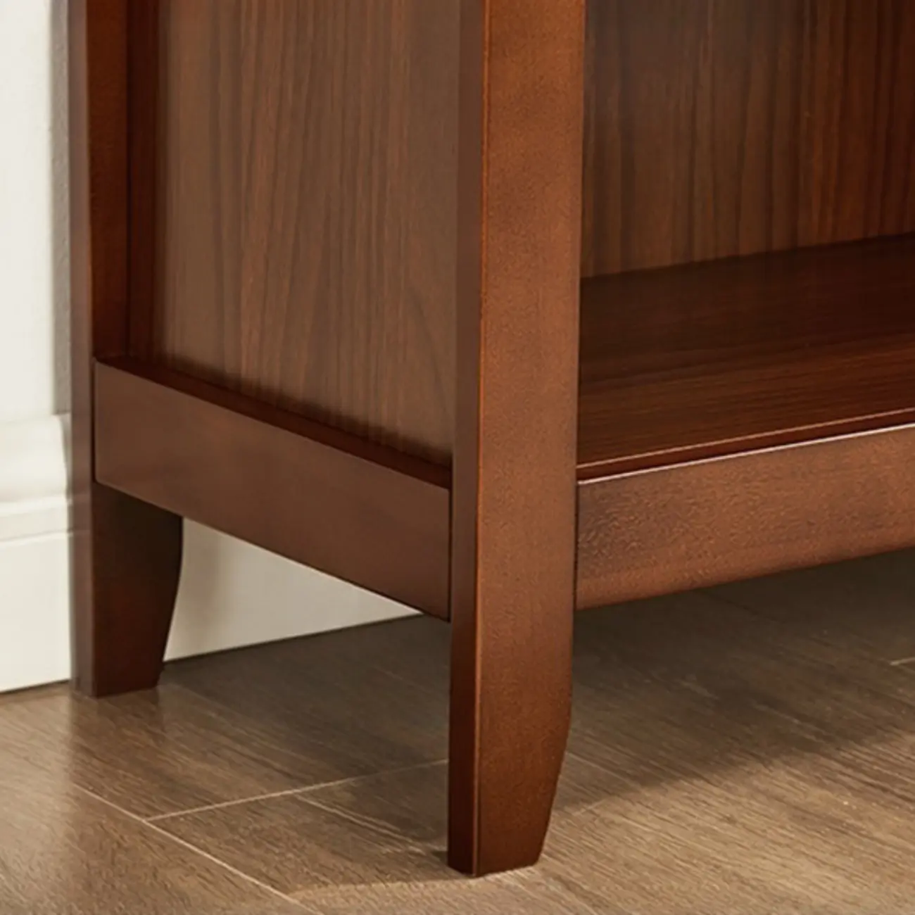 Dark Walnut Modern Vertical Adjustable Shelving Wood Bookcase Image - 7 | homeyfad