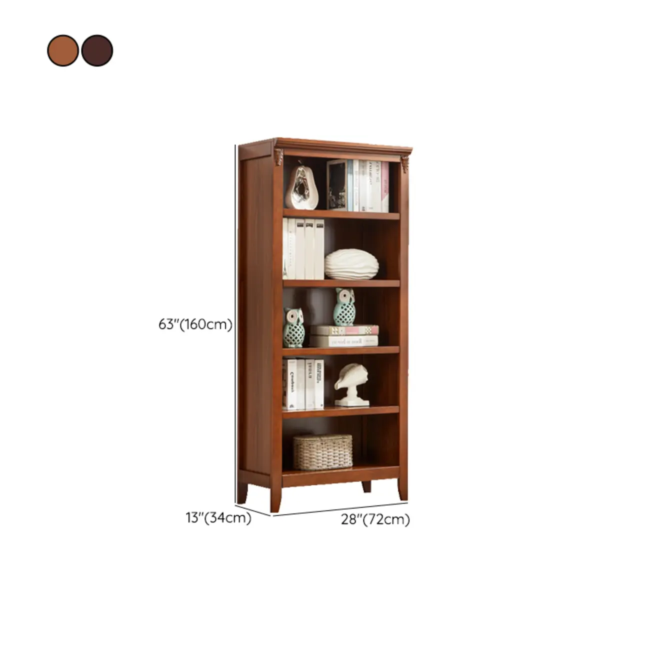 Dark Walnut Modern Vertical Adjustable Shelving Wood Bookcase Image - 17 | homeyfad