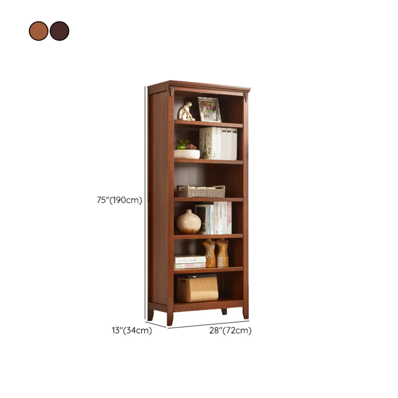 Dark Walnut Modern Vertical Adjustable Shelving Wood Bookcase Image - 18 | homeyfad