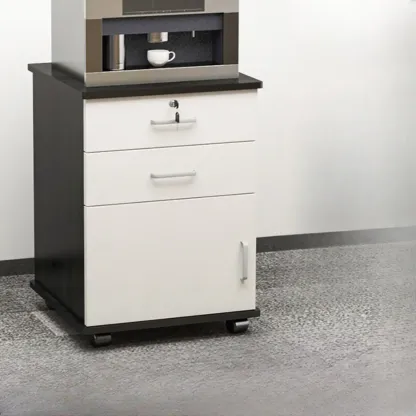Elegant Wooden Filing Cabinet with Lock and Casters for Office Image - 4