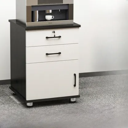 Elegant Wooden Filing Cabinet with Lock and Casters for Office Image - 8