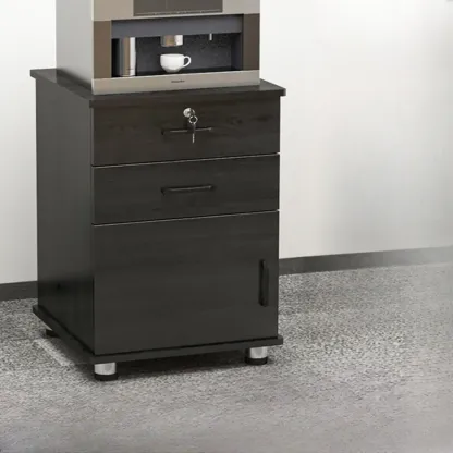 Elegant Wooden Filing Cabinet with Lock and Casters for Office Image - 16
