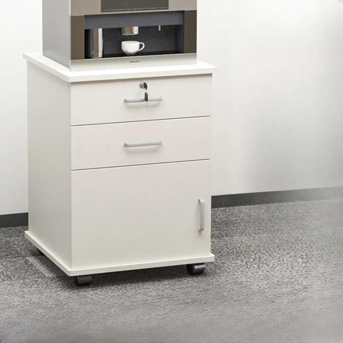 Elegant Wooden Filing Cabinet with Lock and Casters for Office Image - 18