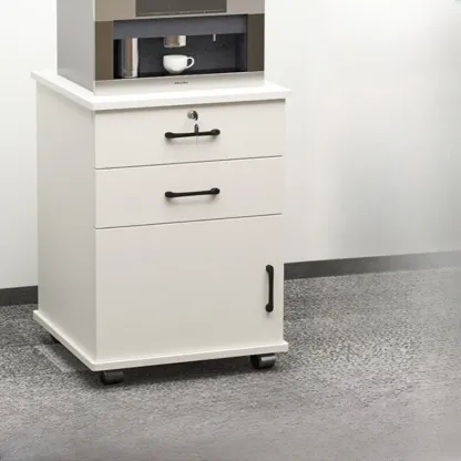 Elegant Wooden Filing Cabinet with Lock and Casters for Office Image - 19